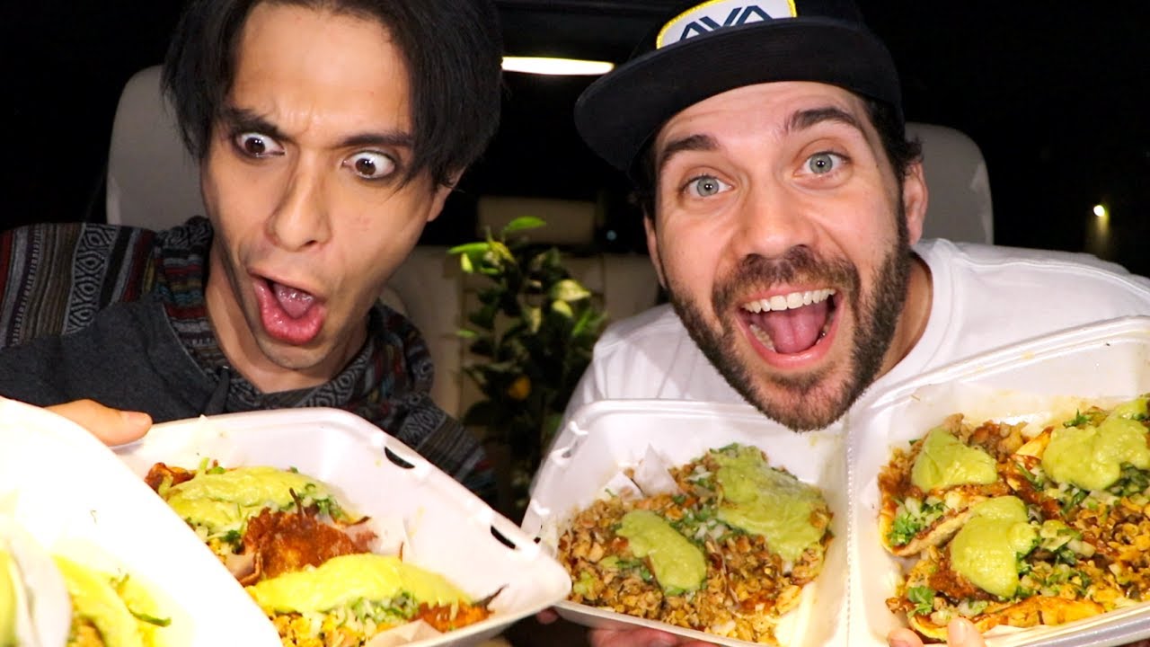 TRYING TIJUANA TACOS & MEXICAN FOOD MUKBANG with BRANDON ROGERS!!