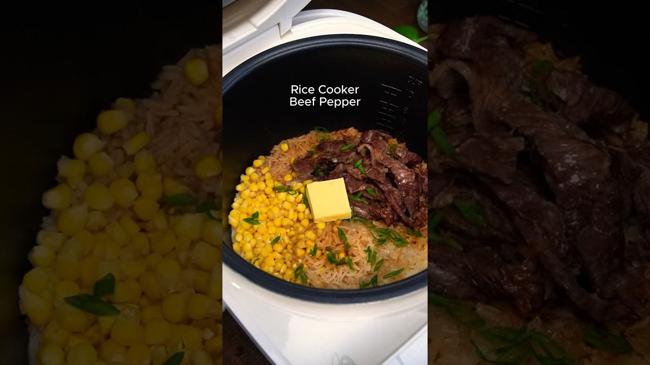 Обед с говядиной, перцем и рисоваркой 🥩🌽