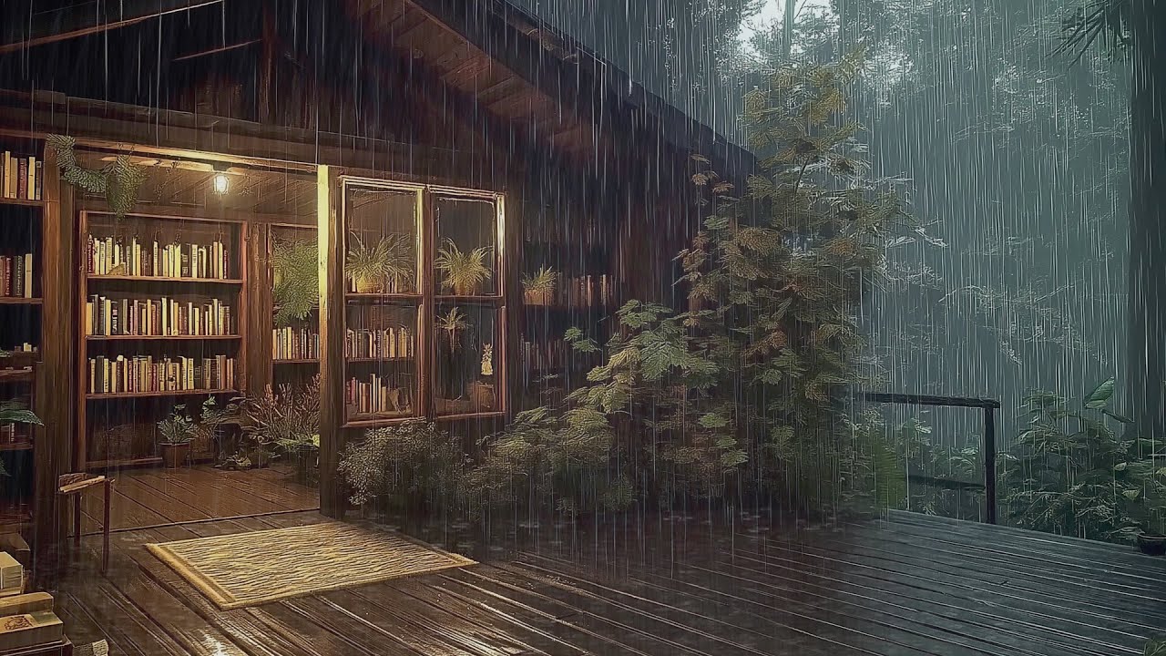 Heavy Rain in the Secret Forest Library 📚 Cozy Cabin Sounds for Deep Sleep 2026