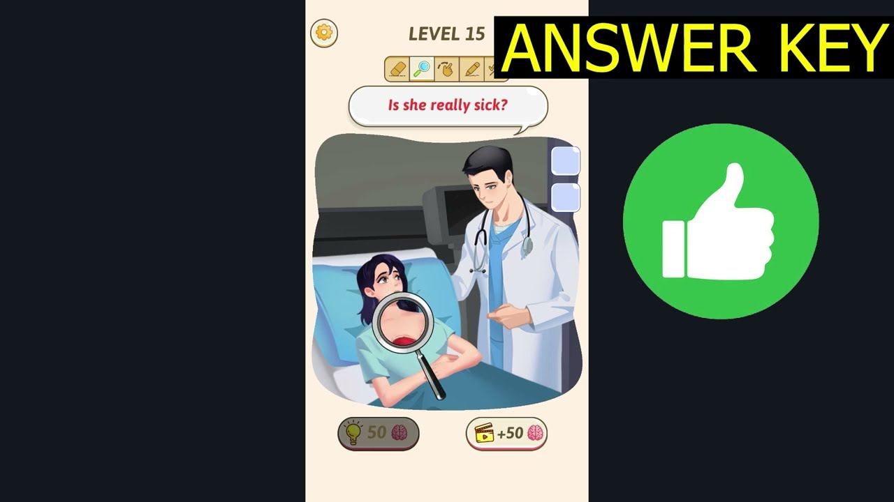 Tricky Quiz Brain Out Puzzle LEVEL 15 Is she really sick (ANSWER KEY) Gameplay Walkthrough Solution