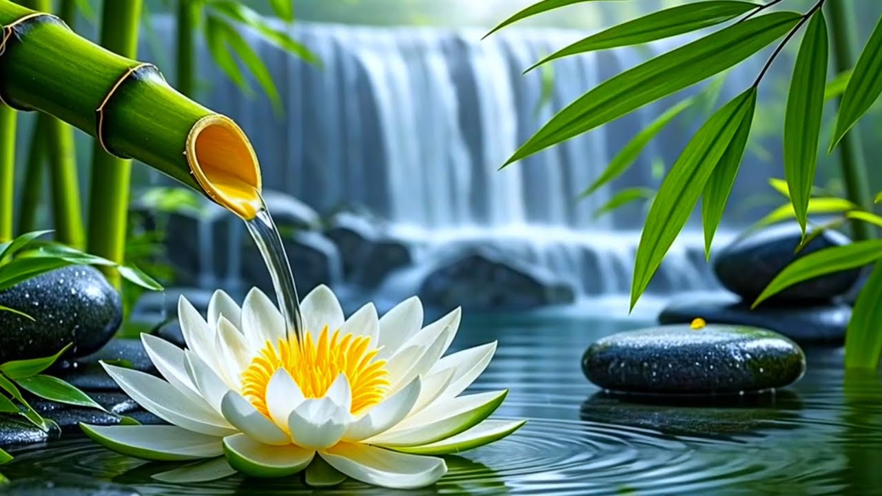 Relaxing Piano Music & Water Sounds, Deep Sleeping Music -☘️ Meditation Music,Water Fountain, Bamboo