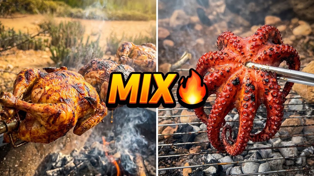 أرز بصغار الدجاج والأخطبوط في البرية… نكهة لا تُقاوَم!🔥