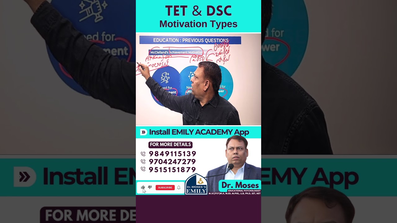 TET | DSC | Motivation Types | Explained by Dr. Moses | Emily Academy