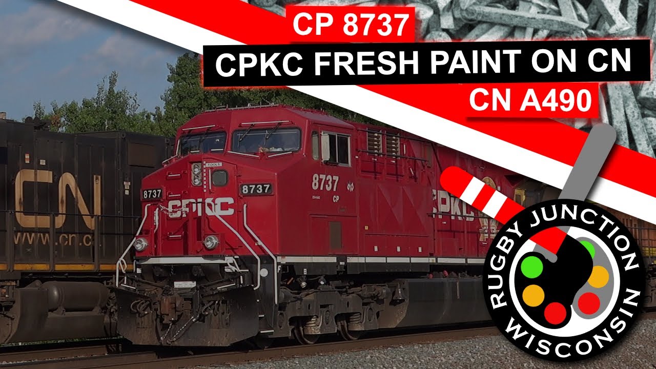 CPKC Fresh Paint Leads CN A490 at Ackerville WI