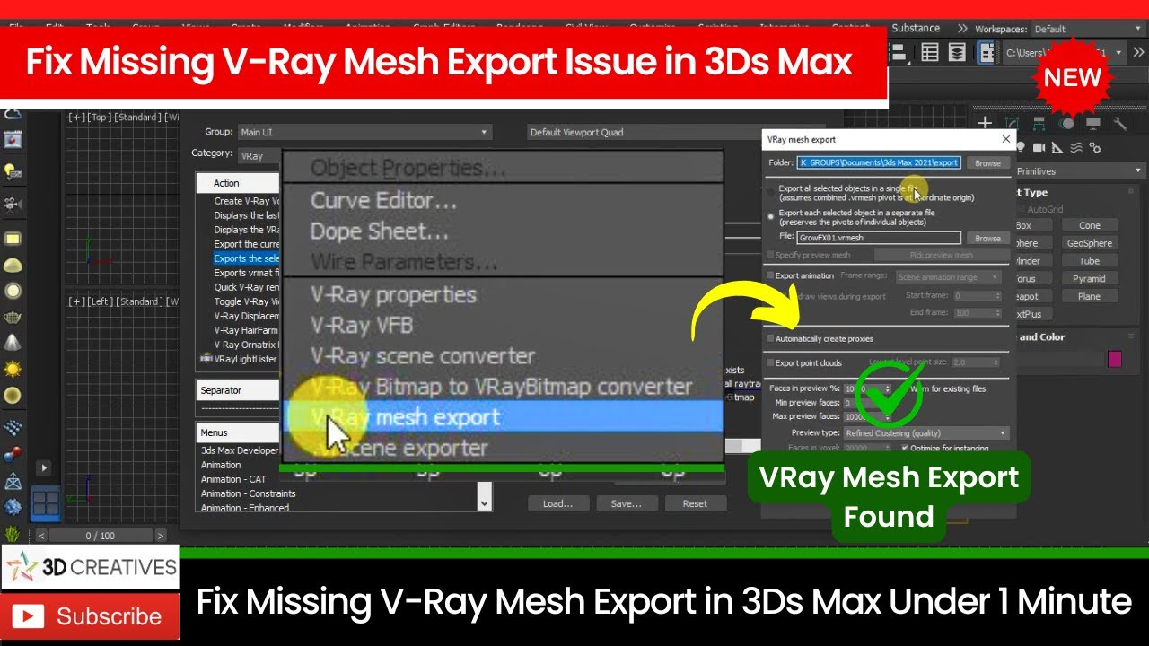 Fix Missing V-Ray Mesh Export Issue in 3Ds Max