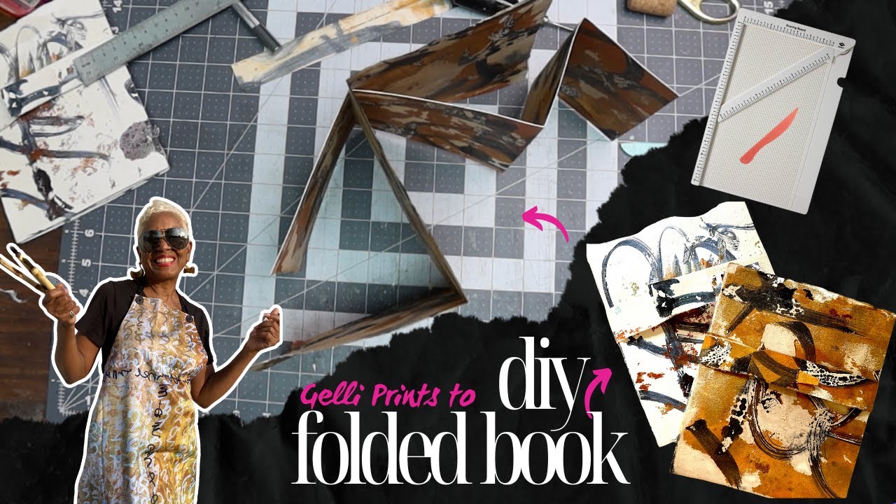 Folded Book Tutorial - Turn Gelli Prints into a standing folded book structure!  Beginner Friendly