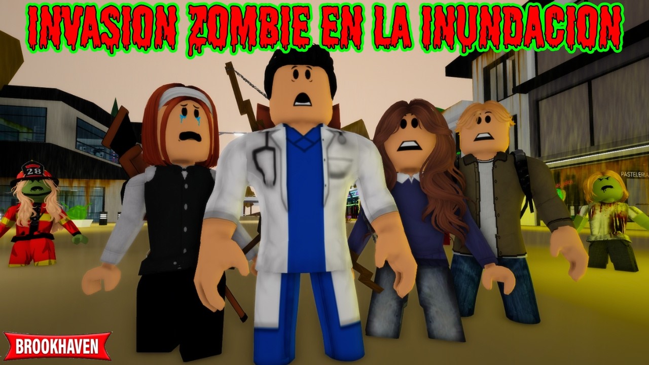 INVASION ZOMBIE EN LA INUNDACION - Parte 1 | Mini Pelicula | Brookhaven rp🏡historia de roblox