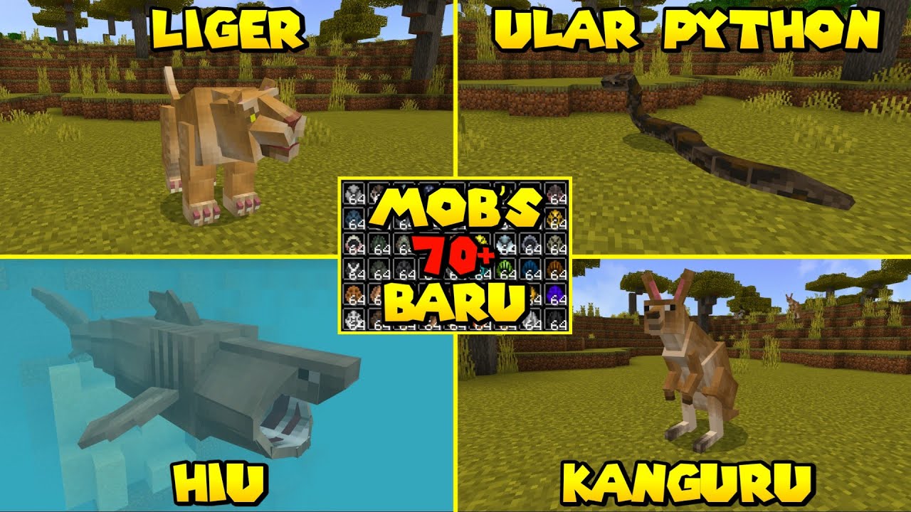 70+ MOBS BARU !! ADDON HEWAN MCPE GRATIS DENGAN KUALITAS MARKETPLACE !!