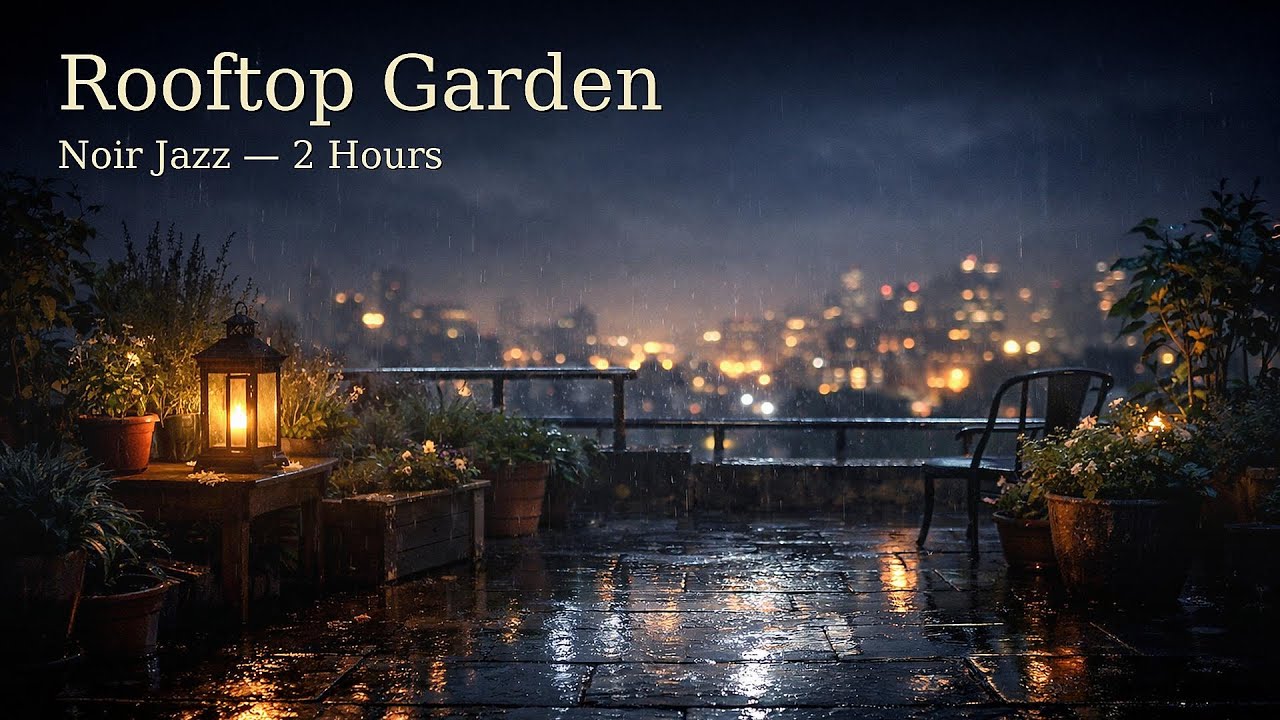 Rooftop Garden — 2 Hours of Noir Jazz Trio & Rain | Twilight Quarters