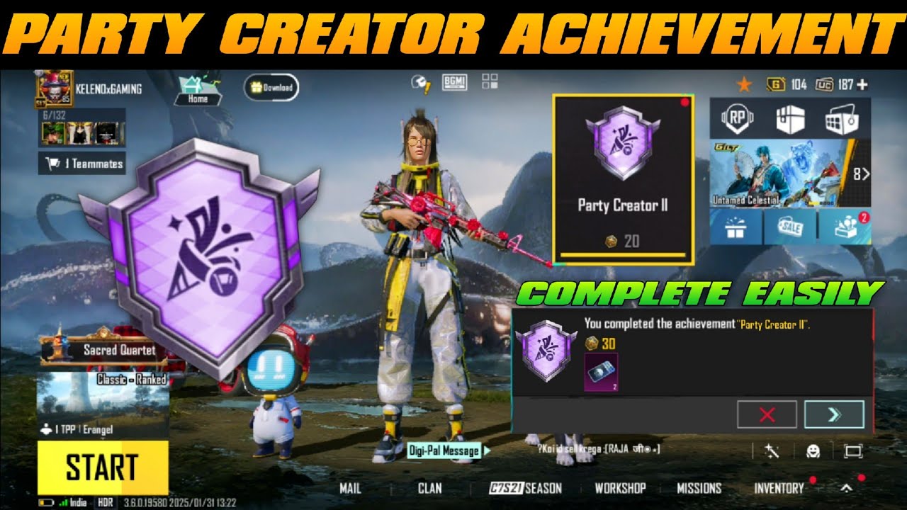 How To Complete (Party Creator) Achievement ✅ Party Creator Bgmi/Pubg | How To Throw 6 Home Parties