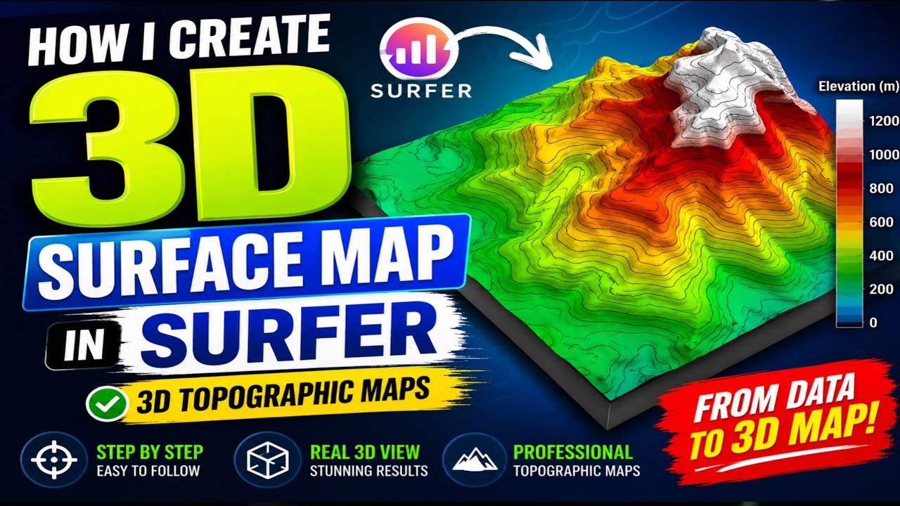 How i Create 3D Surface Map in Minutes || Start to Finish || #goldensoftware Surfer for beginners