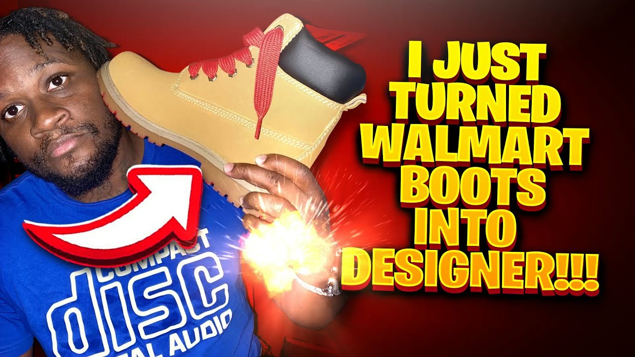 I JUST TURNED WALMART BOOTS INTO DESIGNER !!!!!!  ( RED BOTTOMS )