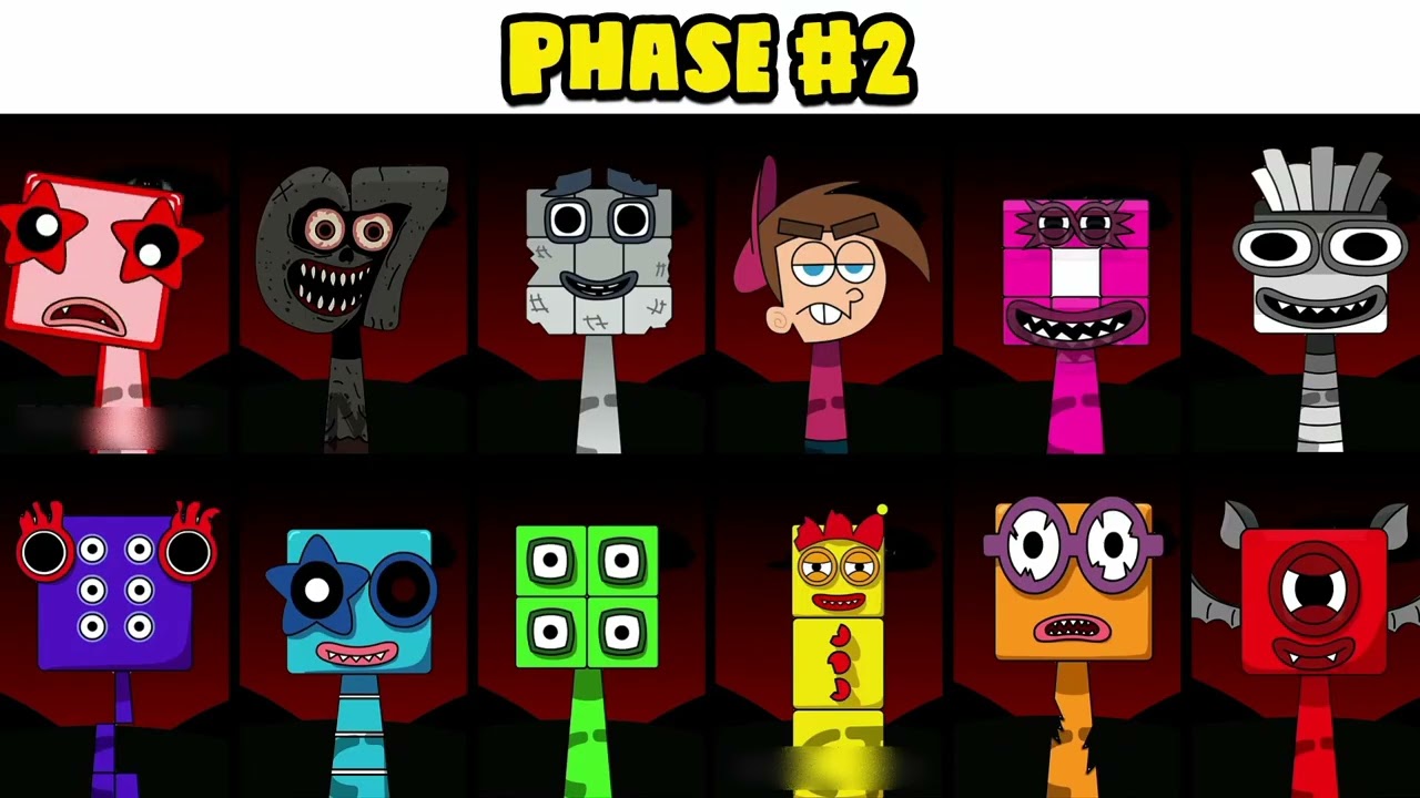 Sprunki OC All new phrases of sixteen (from NumberBlocks)From phase 1 to phase 3 