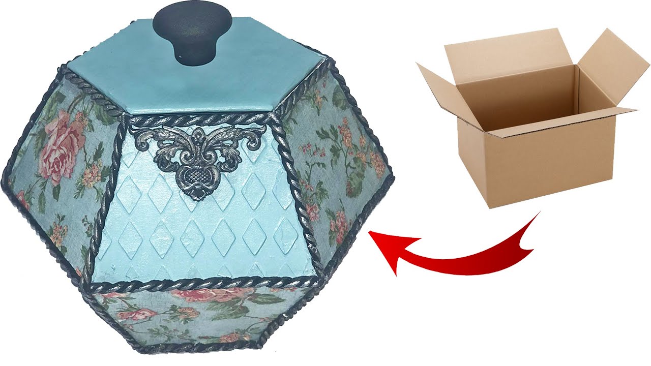 DIY CARDBOARD BOX WITH NAPKIN / UNUSUAL CARDBOARD BOX / BEAUTIFUL BOX