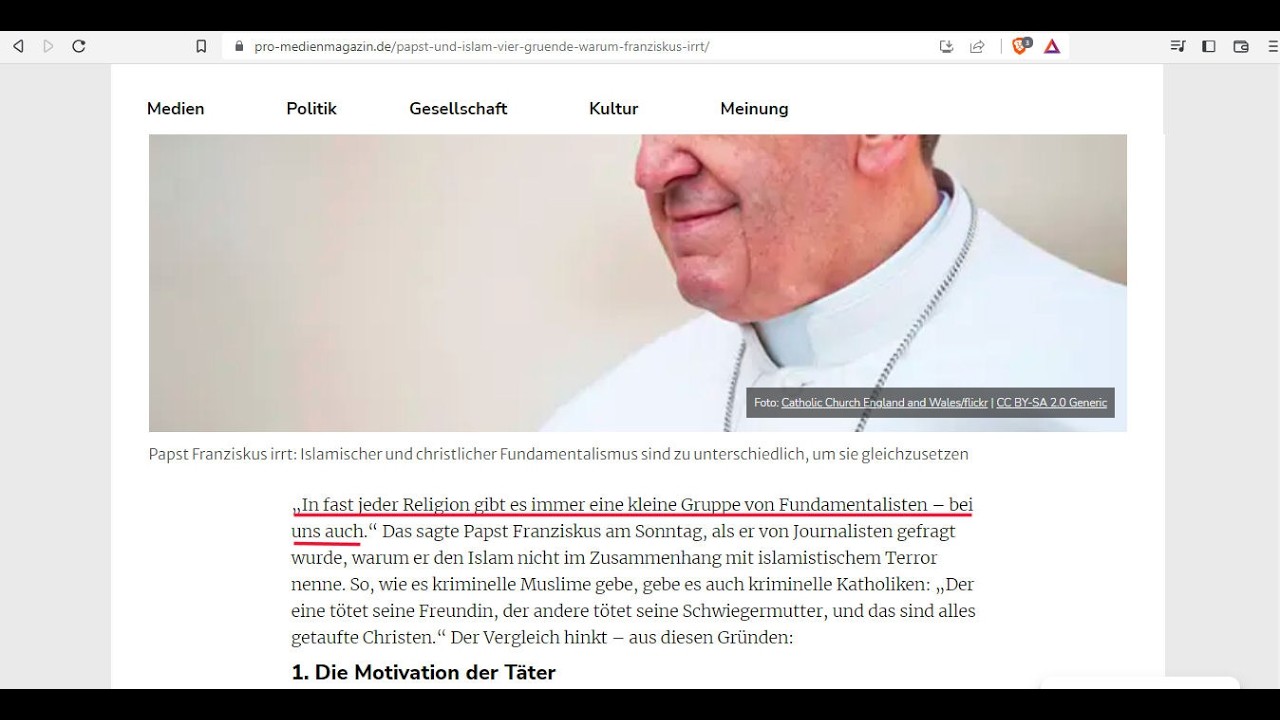 Islam und katholische Kirche bilden pseudoreligiöses System der Endzeit
