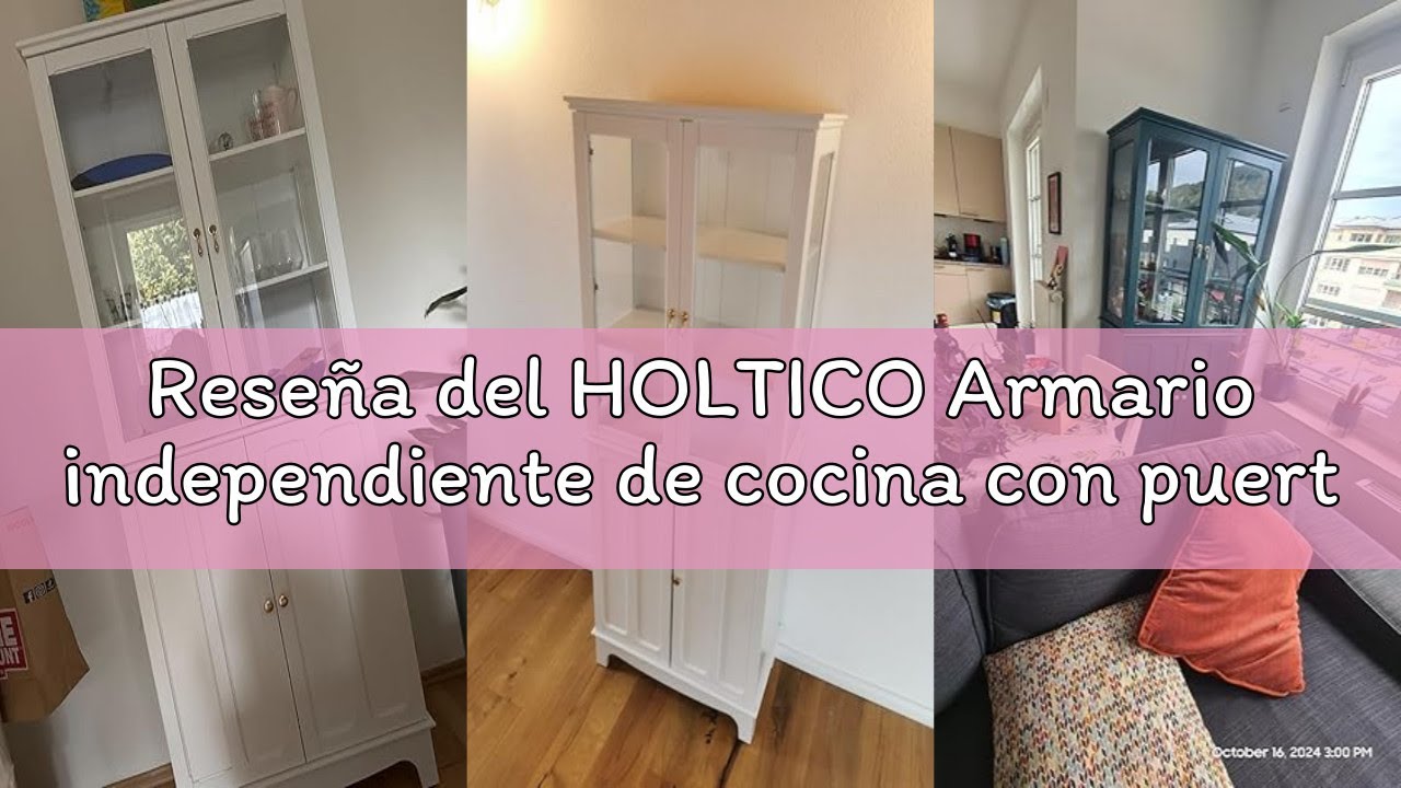 Reseña del HOLTICO Armario independiente de cocina con puerta de cristal, armario de cocina de vidri