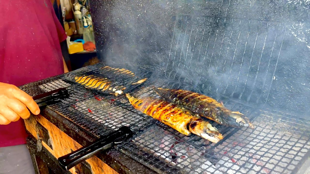 [Приготовлено на углях] Японская жареная рыба #japanesefood