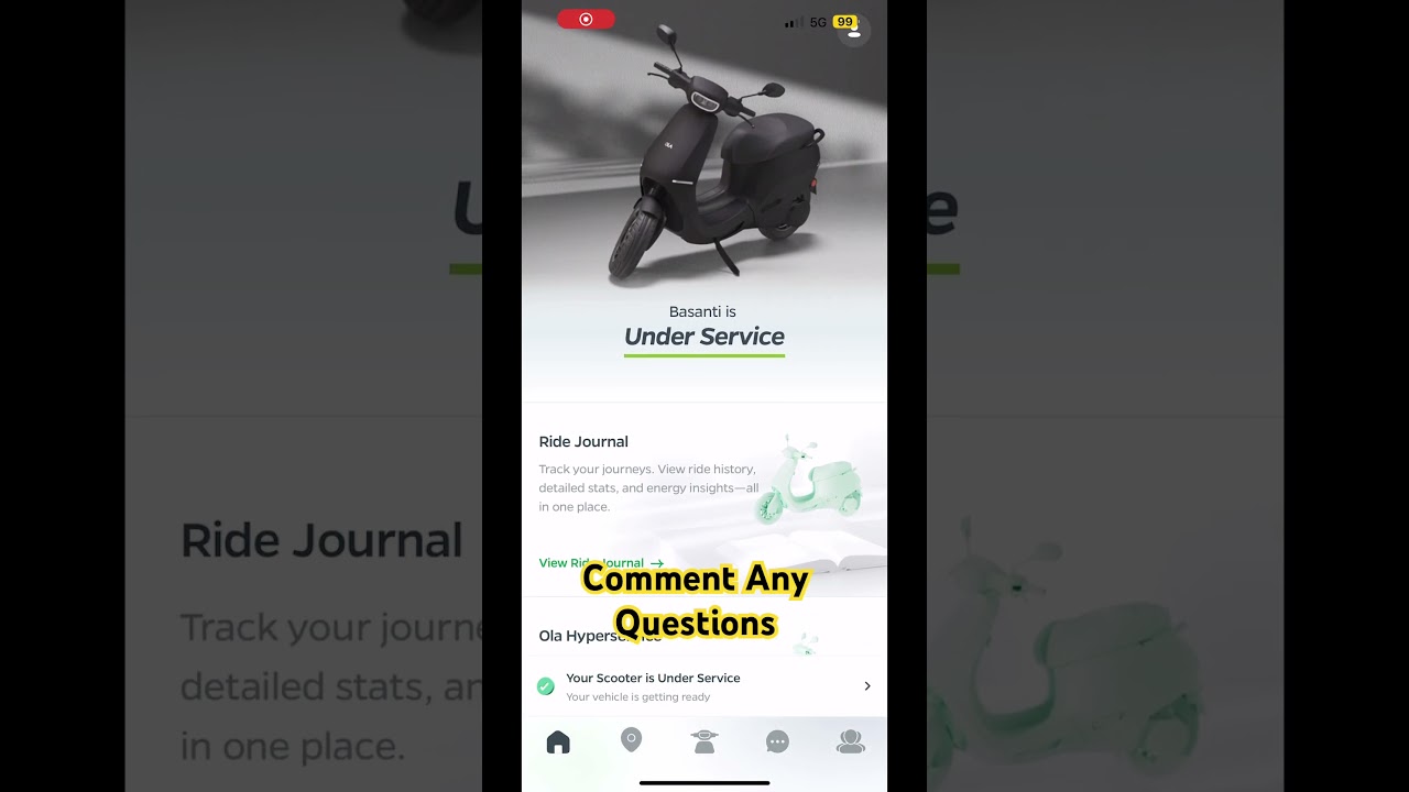 OLA SERVICE APP  ANIMATION 🧐 KNOW YOUR SERVICE FROM MOBILE APP 🤔 #olaelectric #moveos5 #viral
