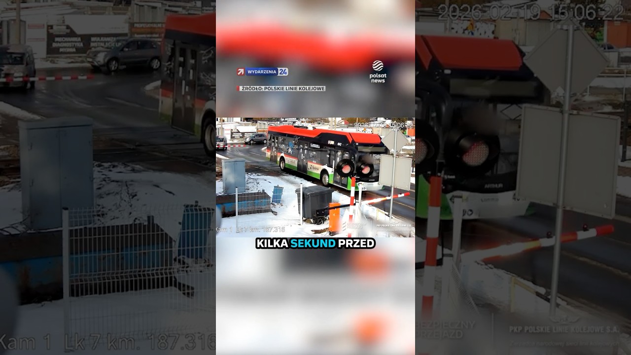 Zignorował rogatki. Autobus o włos od zderzenia z pociągiem