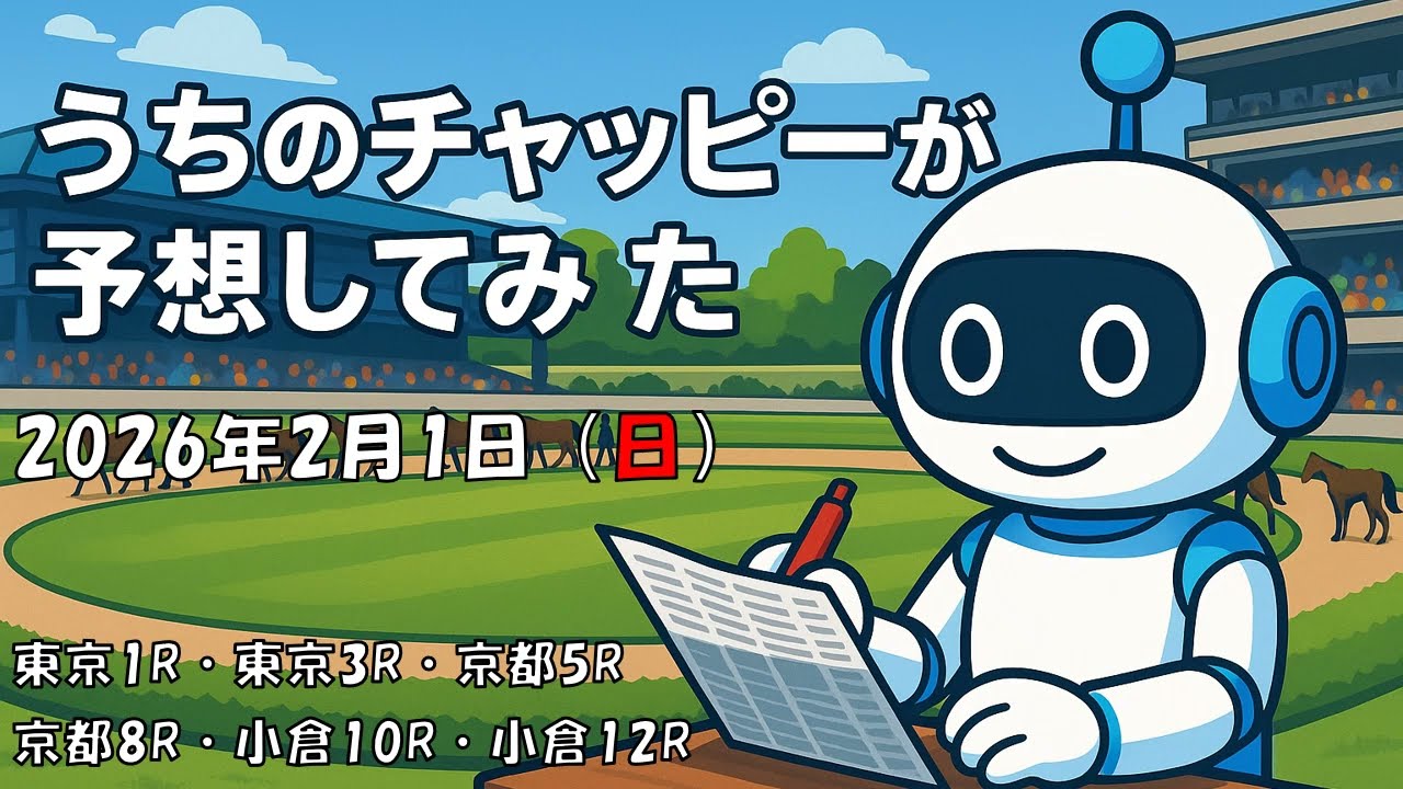 【2/1(日) 厳選6レース】チャッピー独自予想｜東京1R・3R｜京都5R・8R｜小倉10R・12R