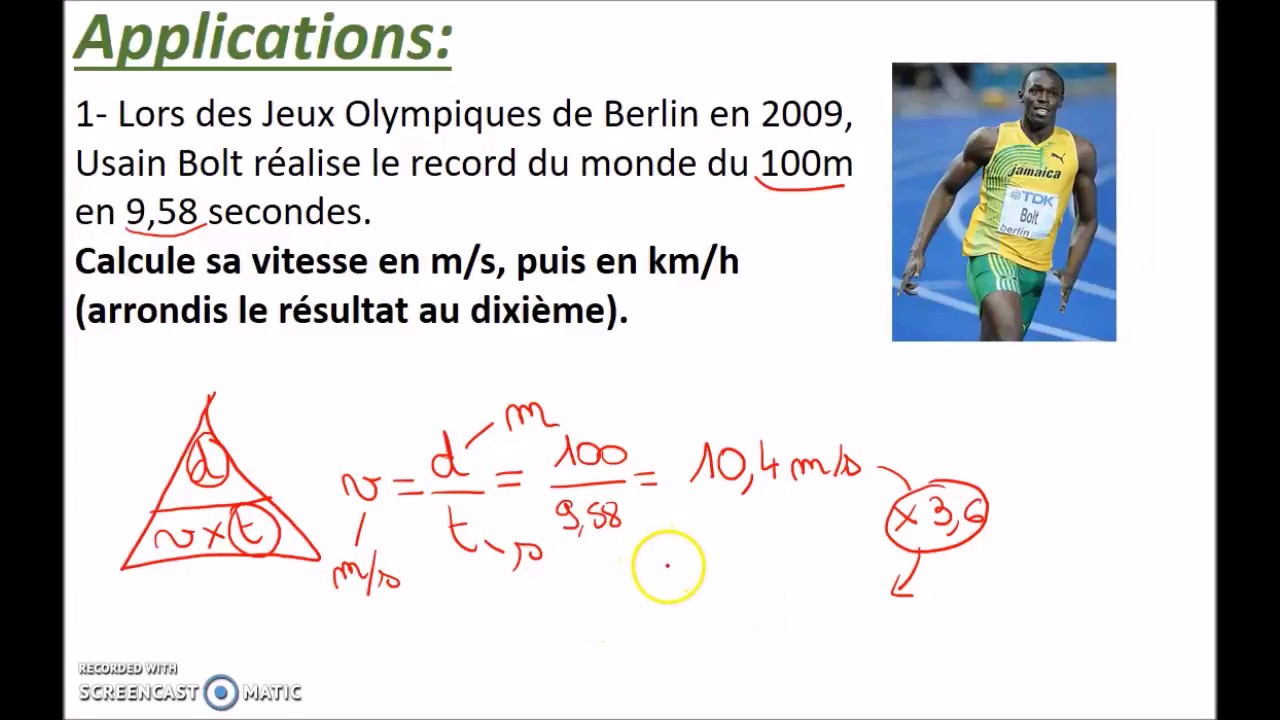 Calcul de la vitesse, de la distance ou du temps (collège)