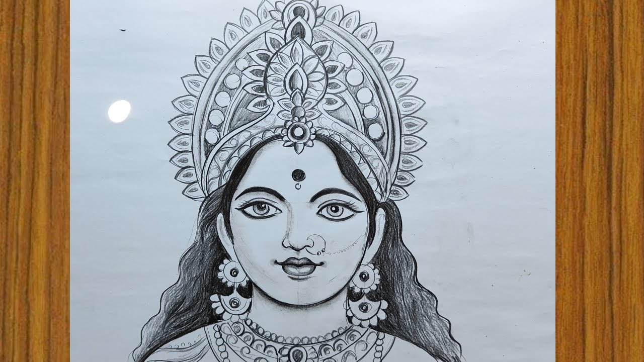 how to draw ma laxmi face easy pencil sketch step by step,laxmi thakur drawing,laxmi devi drawing,