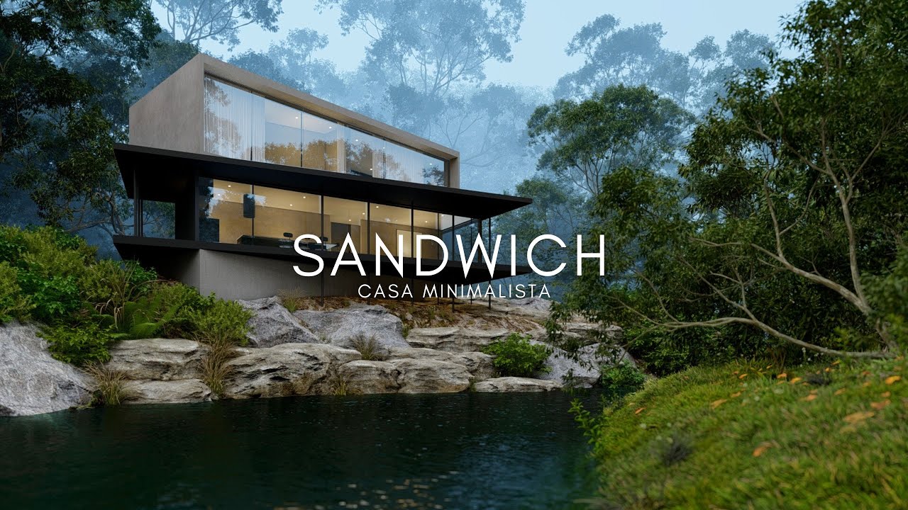 CASA COM ARQUITETURA ICÔNICA DE 90M² MINIMALISTA E UM BELO CONTEXTO NATURAL - SANDWICH HOUSE