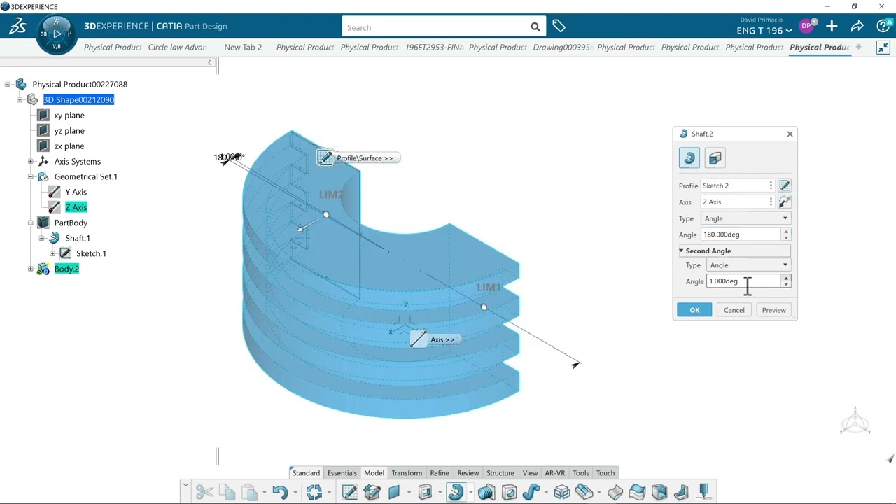 Basic Part Design Model Shaft 3 3D Experience or CATIA V5