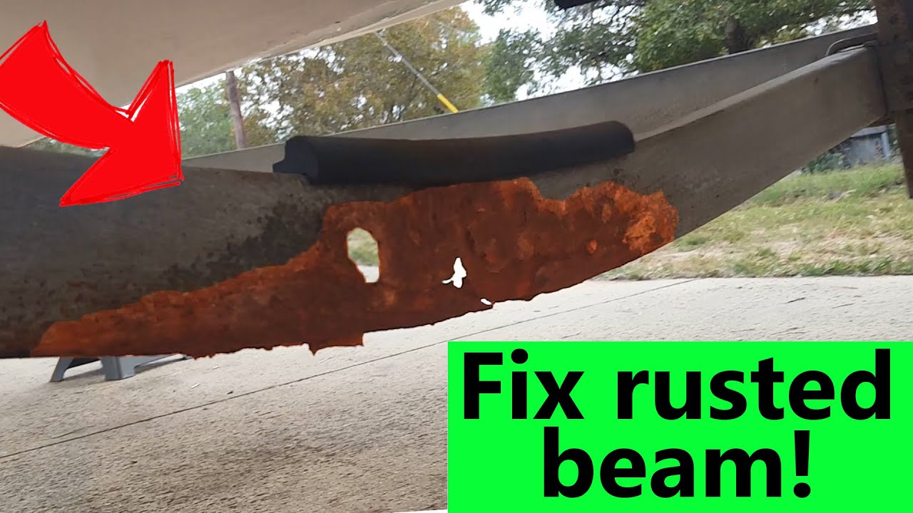 Rusted boat trailer repair... angle iron "splint"