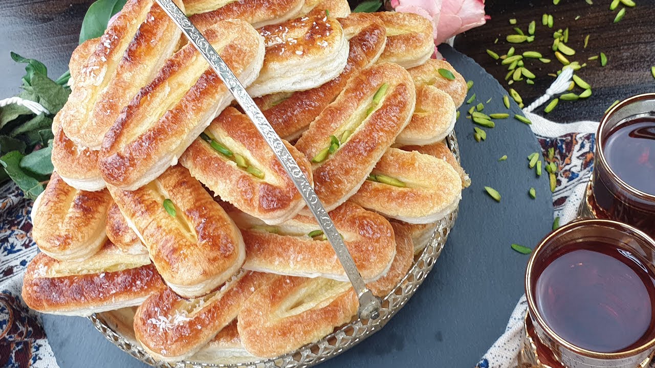 BL&Auml;TTERTEIG GEB&Auml;CK MIT SAFRAN | schnell und einfach | Puff Pastry | Shirini e Zaban | &lrm;شیرینی زبان
