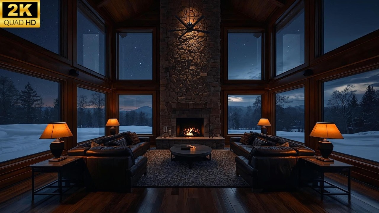 You’re Alone in a Grand Dark Cabin at Midnight 🌲🔥 | Deep Fireplace Ambience for Sleep
