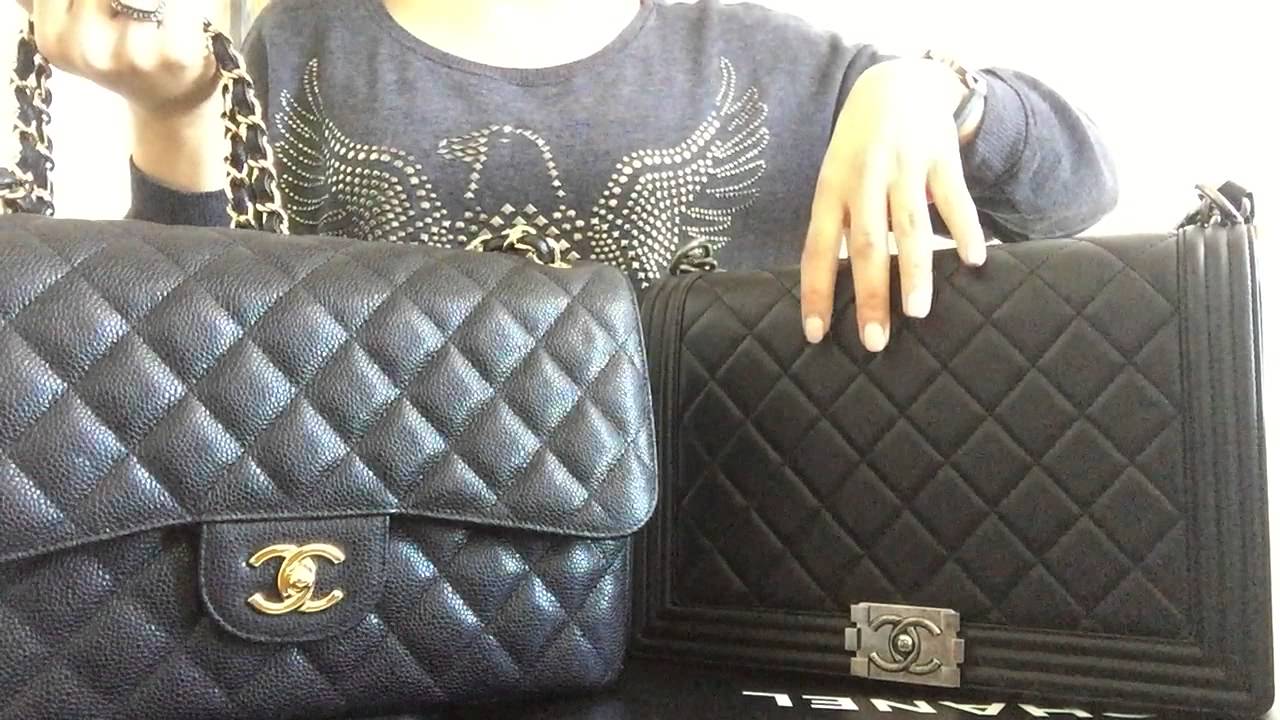 Comparison: Chanel new medium boy bag vs. Chanel classic jumbo