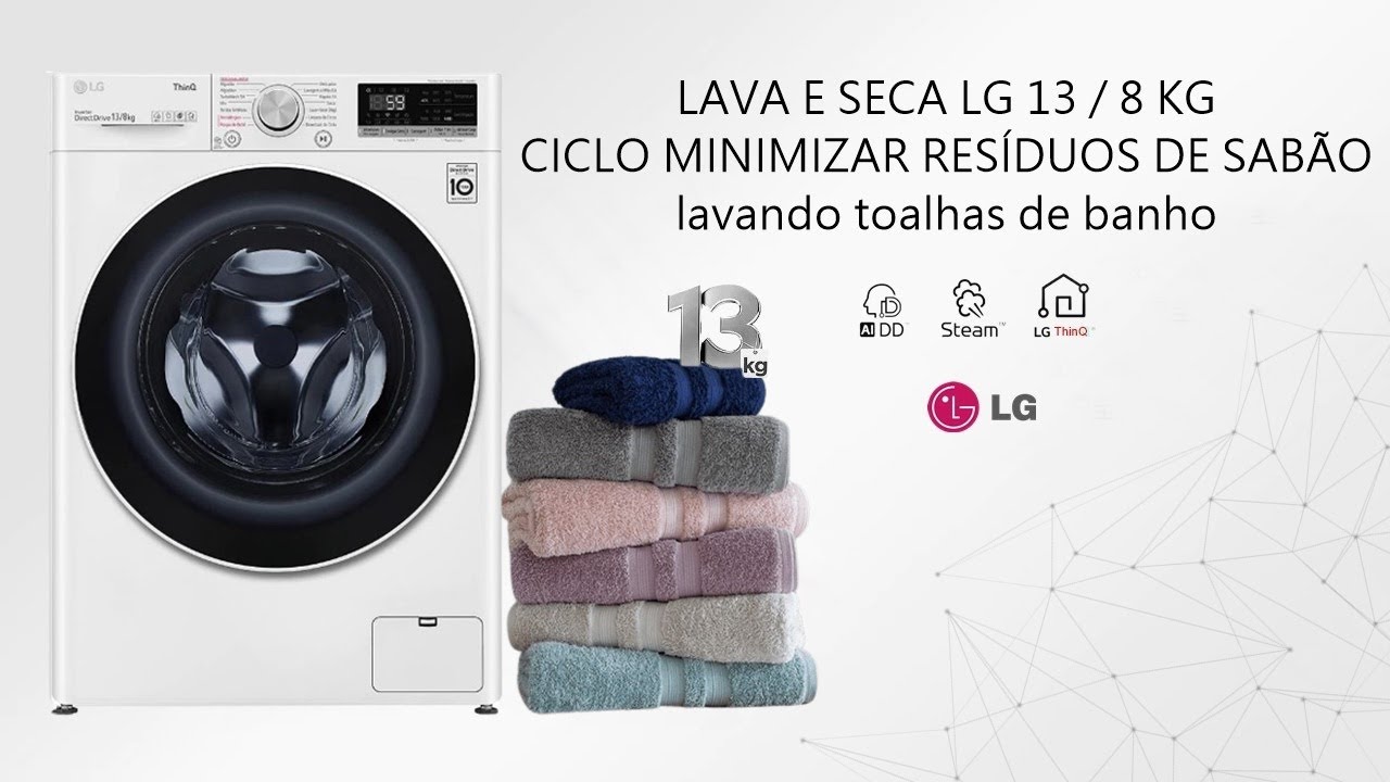 Lava e Seca LG com AIDD VC4 13Kg CICLO MINIMIZAR RESÍDUOS DE SABÃO