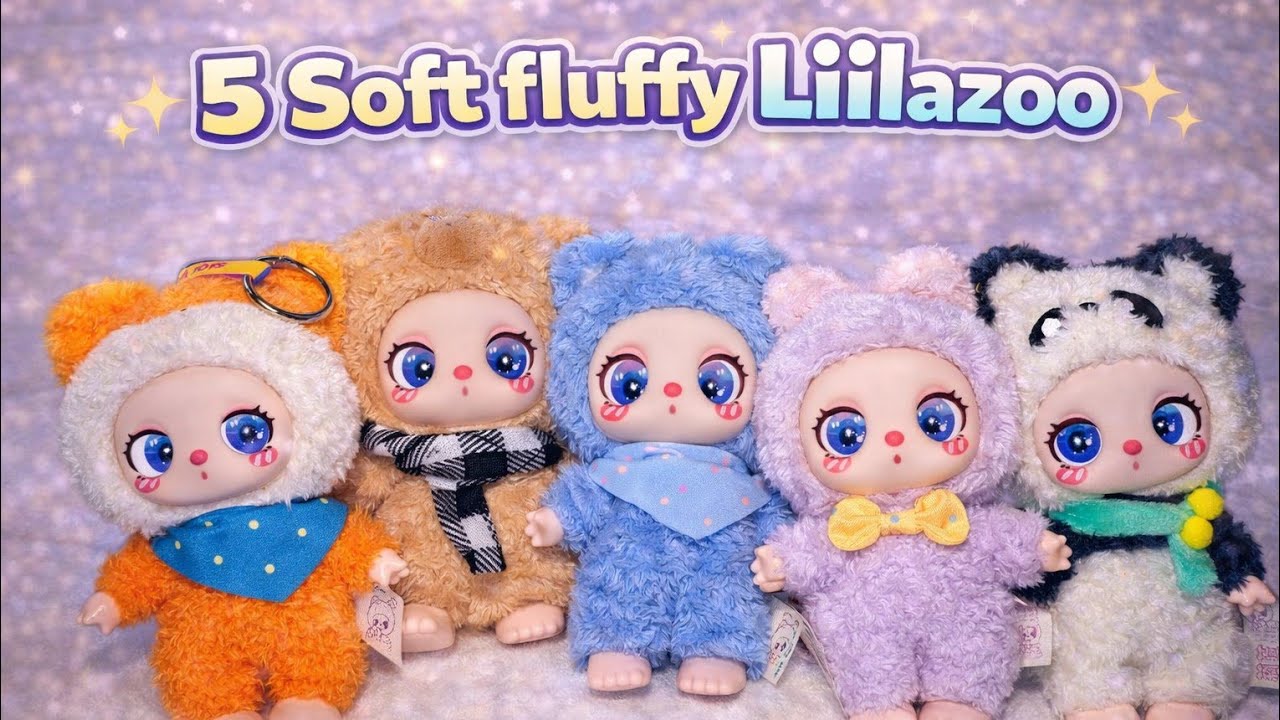 5 soft fluffy Liilazoo💙🧡💜🤎🤍
