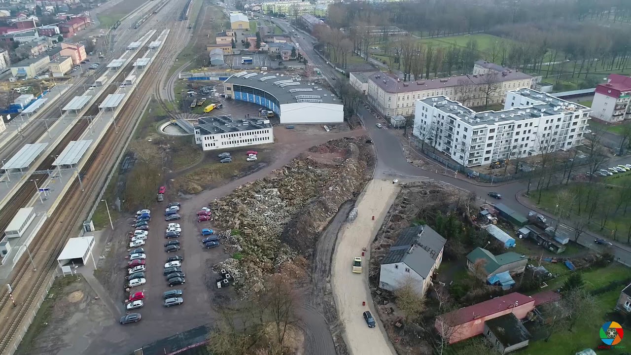 Siedlce z lotu ptaka - tunel pod torami oraz III etap obwodnicy (06.01.2018)