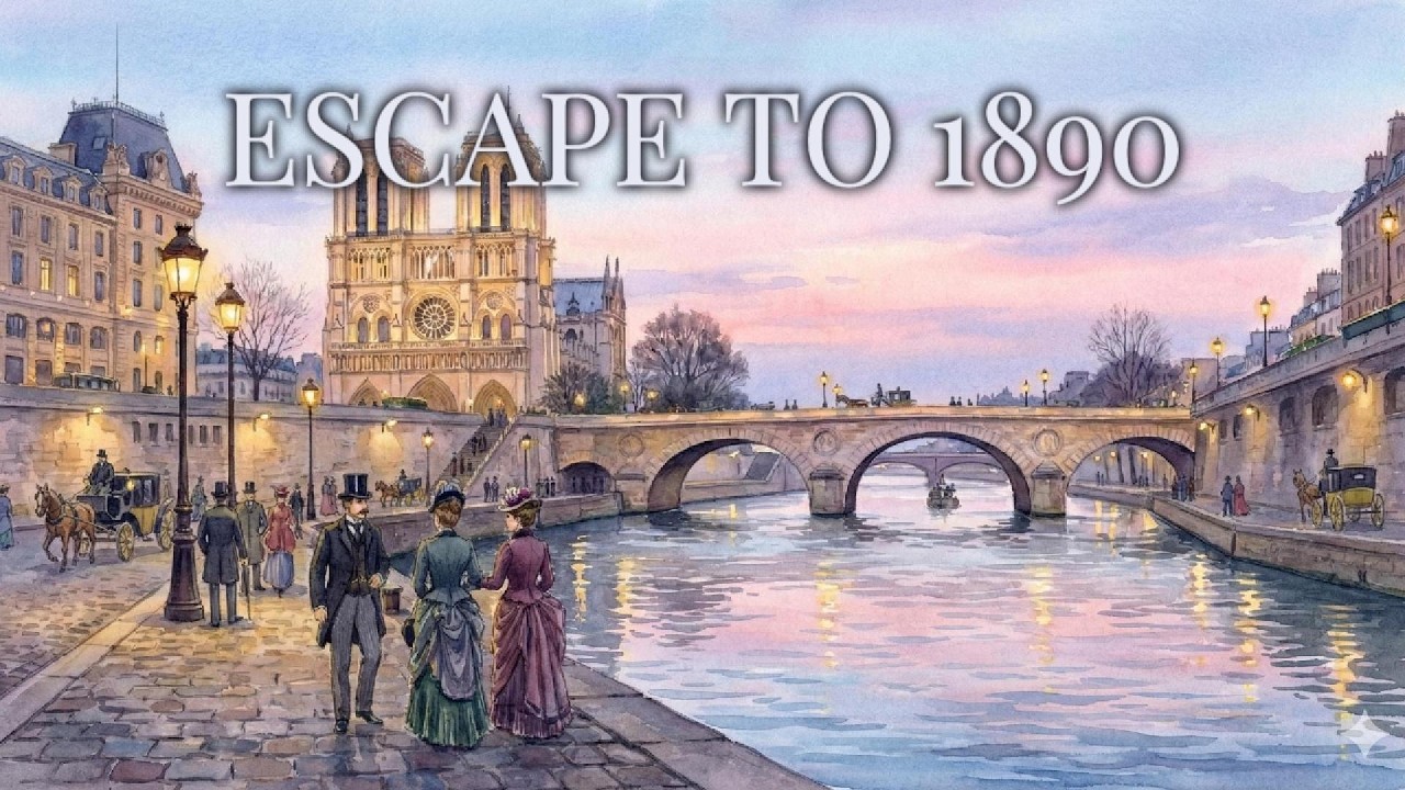 Time Travel to 1890 Europe | Romantic Piano & Watercolor Cityscapes