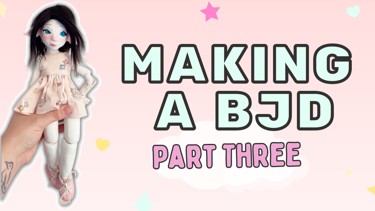 Making my own BJD from PaperClay Part 3: sanding, primer, stringing and final look!