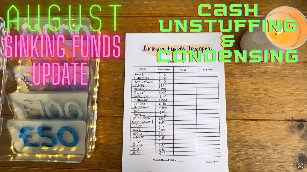 CASH UNSTUFFING & CONDENSING | AUGUST SINKING FUNDS UPDATE | UK CASH STUFFING