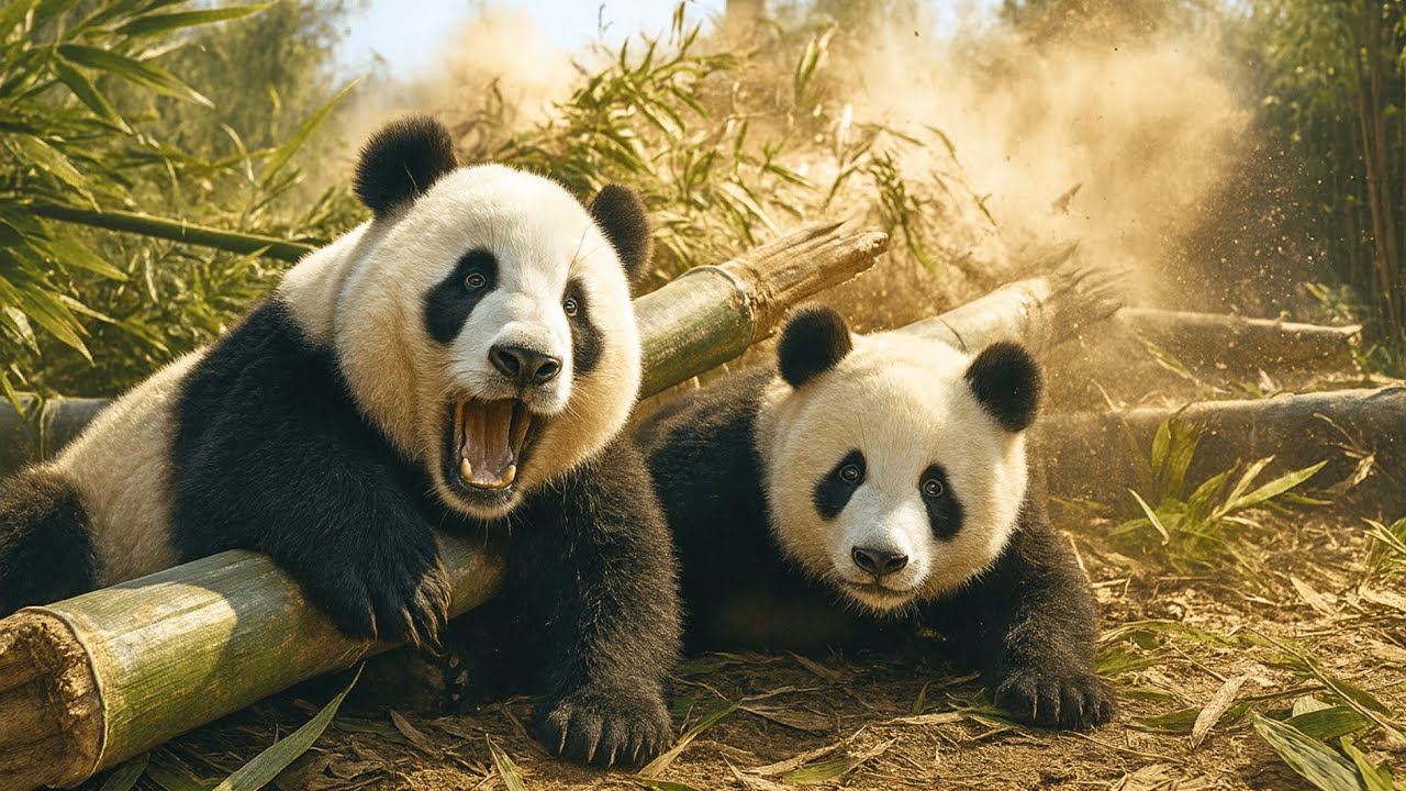 Brave Heroes Save a Panda Mom and Baby Pinned Down by a Sudden Bamboo Collapse 💔🐼