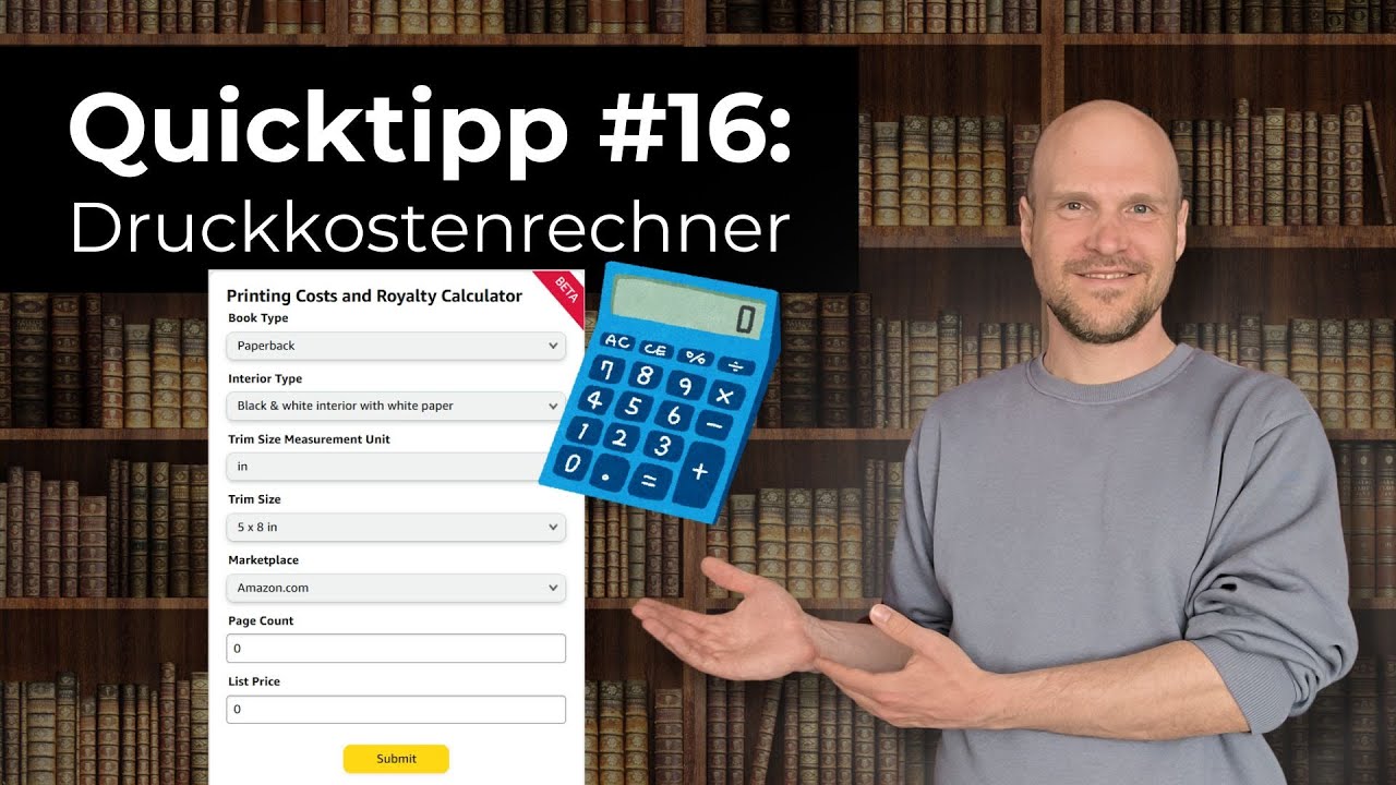 Druckkosten- und Tantiemenrechner von Amazon KDP