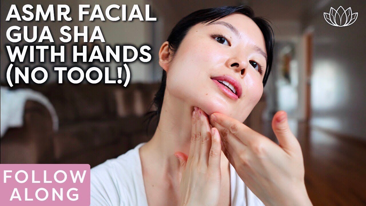 ASMR FACIAL GUA SHA WITH HANDS (No Tool!) | FOLLOW ALONG ♡ Lémore ♡