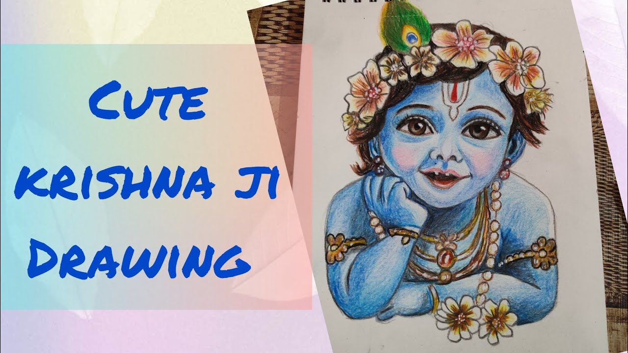 krishna ji drawing easy step by step//pencil colour se krishna ji ki drawing 