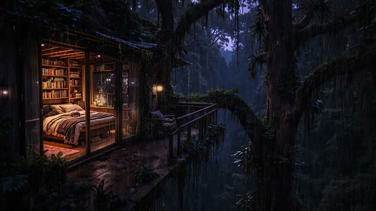 Rain Falling Through a Silent Forest at Night 🌧️ 8 Hours of Calm for the Restless Mind