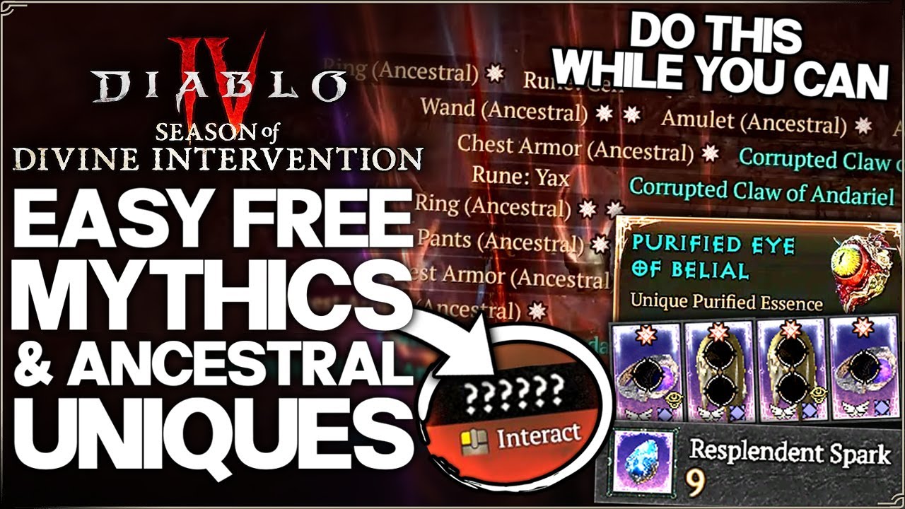Diablo 4 - New OP Discovery - Easy Free Mythic Uniques & Ancestral Legendaries - Season 11 Guide!