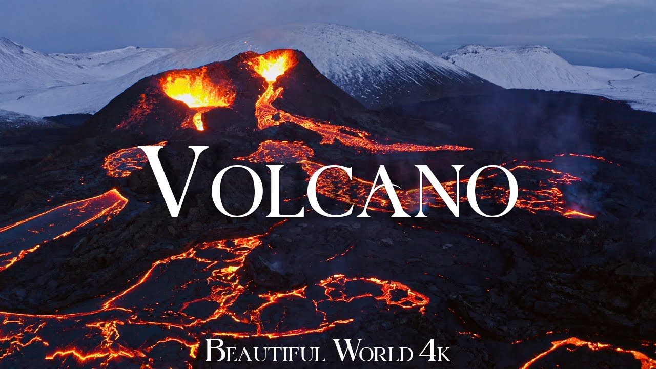 Вулкан и лава 4K Relexation Film - Расслабляющая фортепианная музыка - Удивительная природа
