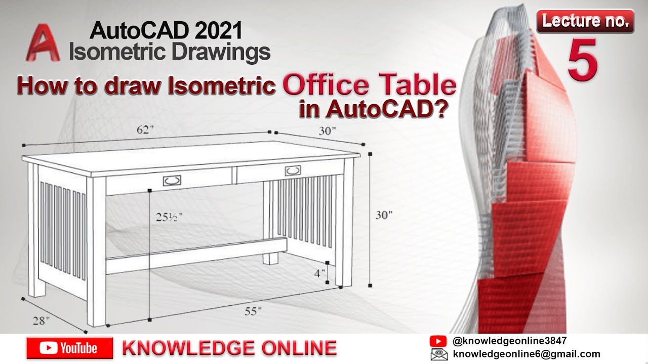 How to draw Office table in Isometric? Isometric Drawing in AutoCAD complete tutorial in Urdu/Hindi.