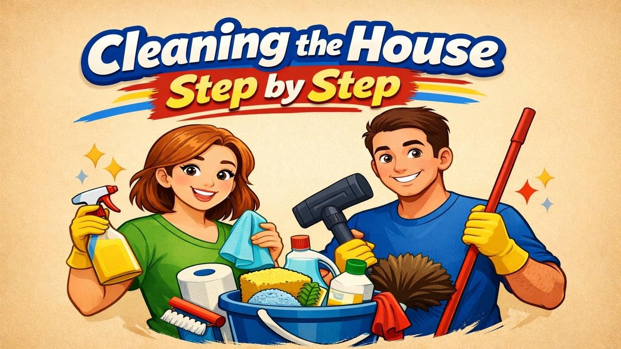 Learn English While Cleaning the House | Easy Daily Conversations.