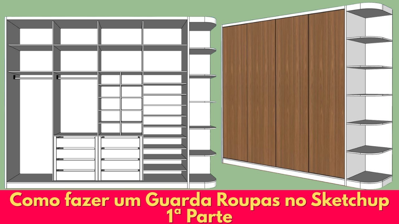 Modelar Guarda-Roupa SketchUp: Portas de Correr Fácil 2025 - 1ª Parte