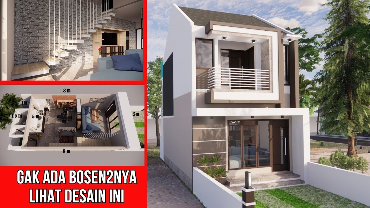 Rumah minimalis SPLIT LEVEL TERBAIK, uk 5x8 dg desain konstruksi dan pembiayaan