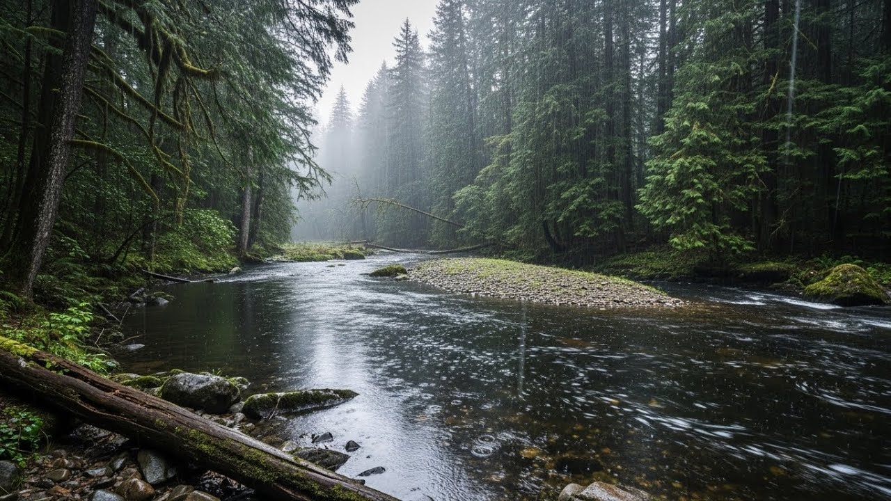 Relaxing Gentle Rain Sounds with Peaceful River Flow for Better Sleep and Calm Mind